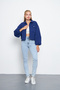 Women's Balloon Sleeve Pocket Zipper Shirt Collar Jacket - 4