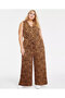 Leopard Printed Plus Size Long Jumpsuit