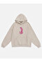 Women's Pink Leopard Printed Hooded Fleece Oversize Sweatshirt