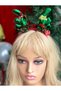 Imported luxury christmas merry christmas written with bells fancy bright deer antlers crown party crown green - 3
