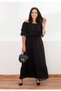 Evening Dress, Evening Dress Women's Ballerina Collar Plus Size Zero Sleeve Black Chiffon Dress - 2