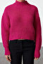 Fuchsia Crop Soft Textured Basic Thick Knit Detailed Knitwear Sweater Twoaw25Kz00061 - 3