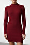 Bordo Mini Triko Vücuda Oturan Elbise TWOAW23EL01389 - 4