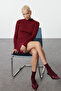 Bordo Mini Triko Vücuda Oturan Elbise TWOAW23EL01389 - 2