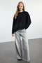 Black Soft Buttoned Parachute Detailed Regular Fit Knitted Sweatshirt Twoaw25Sw00087 - 2