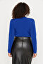 Blue Padded Double Breasted Closure Snap Fastener Knitted Body Tbbaw23Cs00014 - 6
