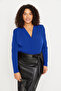 Blue Padded Double Breasted Closure Snap Fastener Knitted Body Tbbaw23Cs00014 - 2