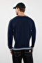 Lacivert Oversize/Geniş Kesim Baskılı Biye Detaylı Kolej Şardonsuz Sweatshirt TMNAW25SW00145 - 4