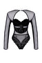 Siyah Dantelli Cut Out/Pencere Detaylı Kaplı Örme Body THMAW25BD00003 - 6