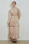 Beige Floral Tulle Patterned Dress