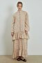 Beige Floral Tulle Patterned Dress - 4