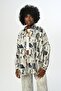 Women's Patterned Navy Blue Oversize Shirt - 2