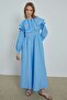 Baby Blue Embroidery Dress - Stripe Detailed - 2