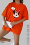 Women's Oversized Crew Neck Cotton Mickey Mouse Printed Short Sleeve T-Shirt - 2