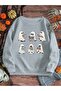 Women's Gray Ghosts Reading a Book Printed Biskletyaka Hoodie Sweatshirt - 3