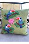 Punchhatolyesii Bird Patterned Punch % Hand Embroidered Handmade Throw Pillow Cover Pistachio Green Color (43X43) - 5