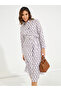 All Over Print Shirt Midi Dress with Tie Belt - 2