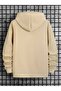 Men's Beige Hoodie - Plz Use It Printed, 3-Thread Hooded Sweatshirt - 2