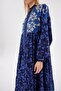 Navy Blue Jasmine Patterned Voile Brit Dress - 3