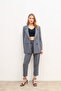 Women's Striped Blazer Jacket Carrot Pants Suit