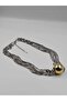 Multiple Chain Silver Gold Ball Steel Necklace - 3