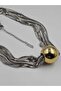 Multiple Chain Silver Gold Ball Steel Necklace - 7