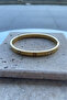 Women's Zircon Stone Thick Steel Handcuff Bracelet - 2