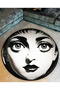 Round Black Beige Women's Large Eye and Face Themed Woven Base Carpet Miraface26 - 2
