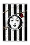 Black and White Line Themed Face and Pen Patterned Woven Base Carpet and Washable Carpet Miraface06 - 4