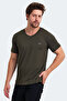 Katriina Men's V-Neck Khaki T-Shirt