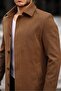 Men's Tan Slim Fit Long Wool Blended Stamp Shirt Collar Coat & Coat - 5