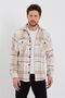 Men's Off-White-orange Double Pocket Flap Slim Fit Lumberjack Shirt-odg001r9500s