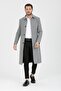 Men's Light Gray Slim Fit Long Wool Blend Stitched Shirt Collar Coat&Coat