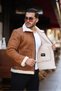 Men's Napa Leather High Quality Slim Fit Tan Coat & Jacket with Full Fur Inside - 4