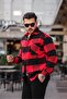 Men's Red-black Oversize Checked Plaid Cotton Thick Fabric Lumberjack Jacket Shirt - 4