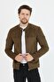 Men's Khaki Seasonal Slim Fit Suede Jacket & Coat - 6