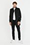 Men's Anthracite Slim Cut Stand Collar Long Wool Blend Cashmere Coat - 2