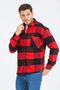 Men's Red Black Plaid Oversize Long Sleeve Checked Thick Fabric Lumberjack Shirt