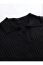Men's Black Slim Fit Plain Polo Neck Knitwear Sweater - 2