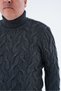 Big Size Men's Anthracite Turtleneck Rice Hair Braided Wool Knitwear Knitted Sweater Trist-2118 - 5