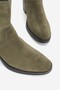 Women's Green Suede Genuine Natural Leather Thick-Heeled Boots & Booties - 5