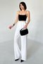 High Waist and Pleated Wide Leg Women's White Linen Palazzo Trousers - 5