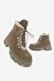 Women's Beige Suede Genuine Natural Leather Lace-Up Fur Boots & Booties - 7