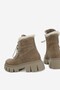 Women's Beige Suede Genuine Natural Leather Lace-Up Fur Boots & Booties - 4