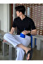 Black Slim Tight Polo Neck Plain Knitwear T-Shirt - 3