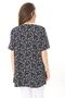 Women's Large Size Navy Blue V-neck Floral Print Short Sleeve Blouse 65N37900 - 7