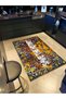Written Collection Save the Hsitory Written Floral Patterned Modern Decorative Carpet 05