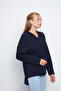 Women's V-Neck Hooded Oversize Sweatshirt with Kangaroo Pocket - 5