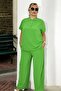 PLUS SIZE AEROBIN TWO-PIECE SET WITH HALF-BUTTON BLOUSE AT THE FRONT, ELASTIC Pocketed , AND POCKETS. - 5