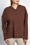 Women's V-Neck Hooded Oversize Sweatshirt with Kangaroo Pocket - 7